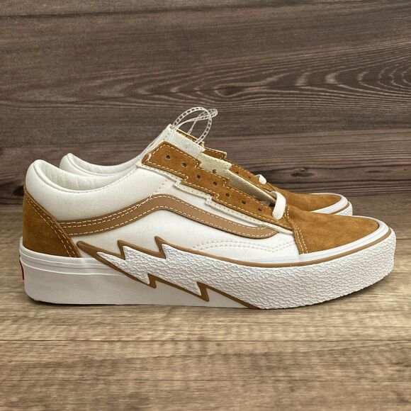 VANS Other - VANS Old Skool Bolt Mens 6.5 Womens 8 Suede Low Top Tan White Skate Retro